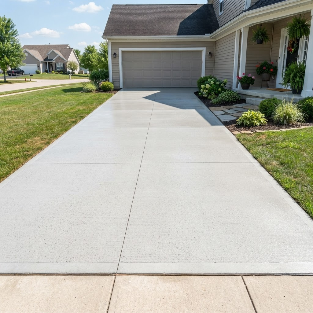 Residential Driveway after pressure washing